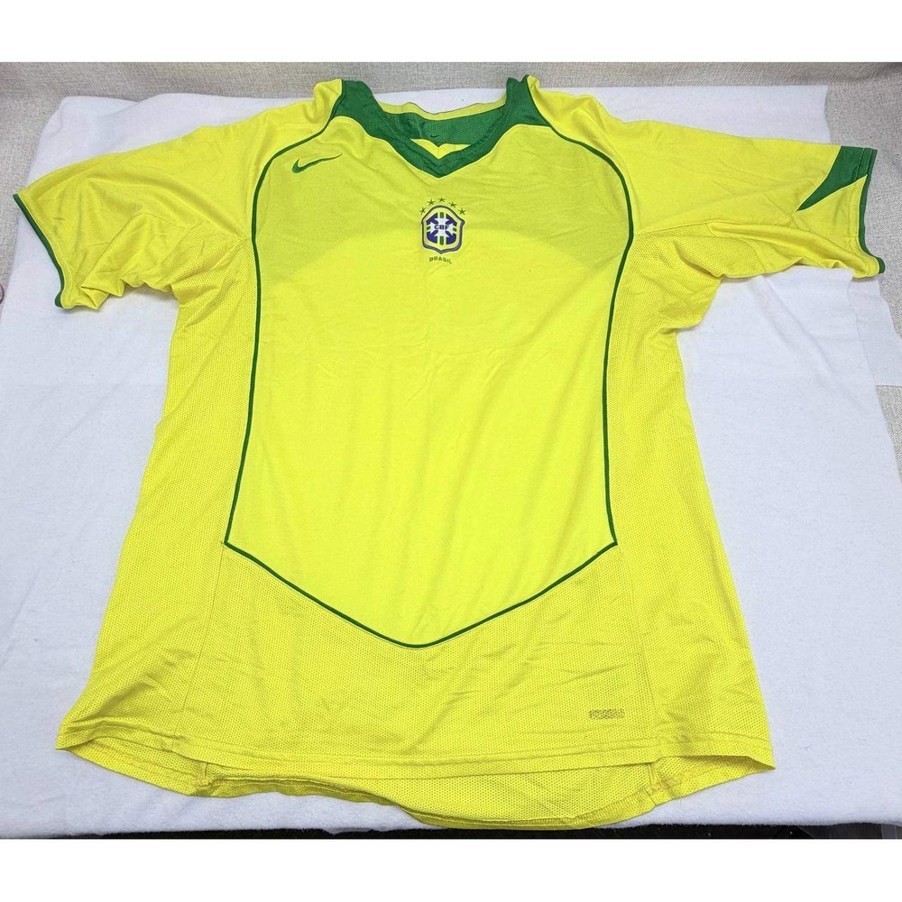 Nike Brazil Soccer Jersey XL Yellow Green CBF National Team Dri-FIT Vintage